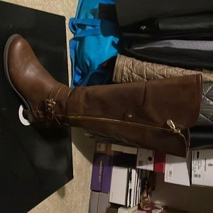 Dark brown wide calf Guess boots for sale